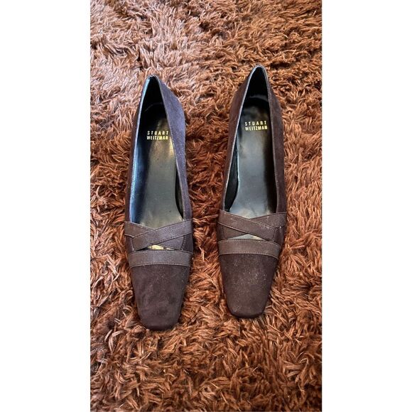 STUART WEITZMAN BROWN SUEDE KITTEN HEEL SHOES SIZE 8N - Picture 1 of 10